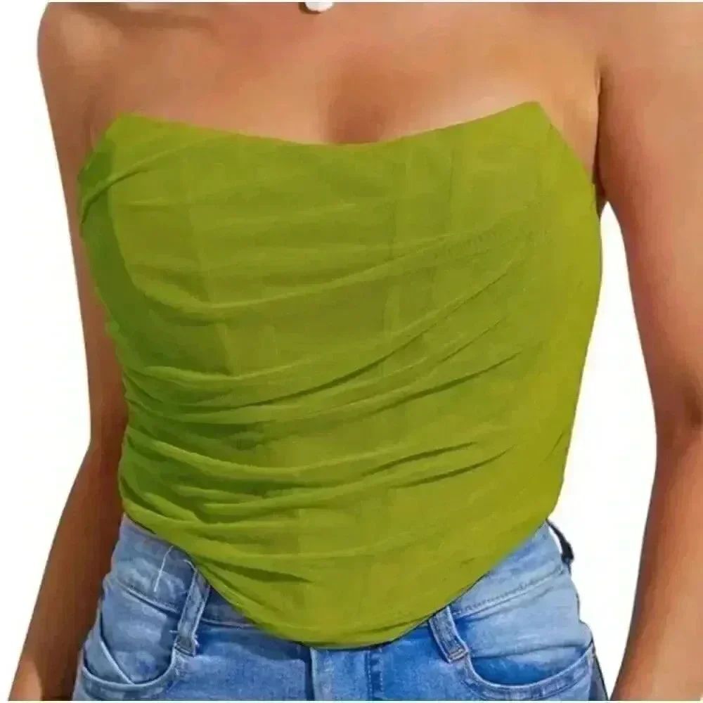 Fashion Women's Lime Green Mesh Corset Top NEW 3XL